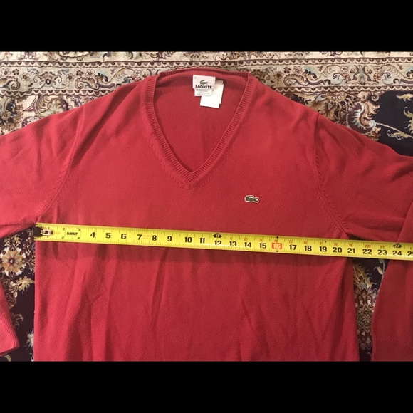 Lacoste Red V-Neck Sweater Men’s Size 5 (Medium) - Picture 3 of 7